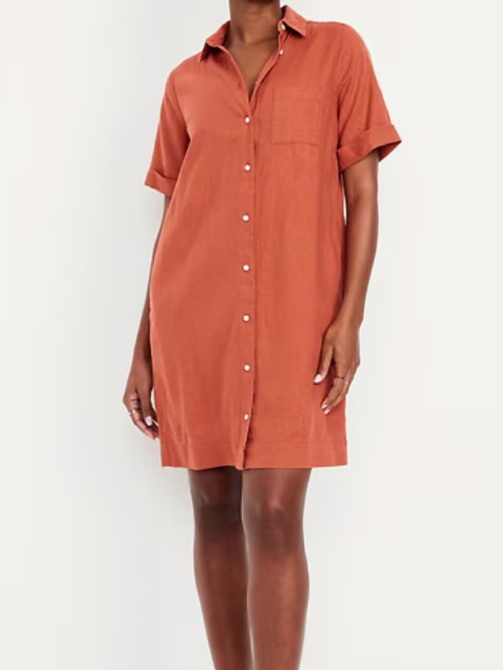 Old Navy Linen Blend Mini Shirt Dress Gingerspice Small Tall